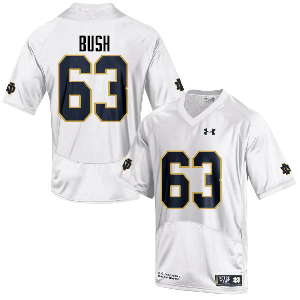 Men's NCAA Notre Dame Fighting Irish #63 Sam Bush Stitched College Under Armour Authentic White Football Jersey NK10U66BG